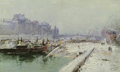 Isla de la Cité bajo la nieve de Gustave Madelein