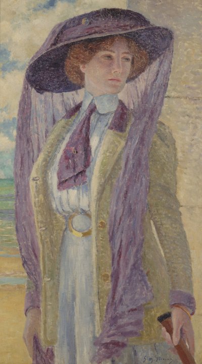 Mujer con sombrero morado de Gustave Max Stevens