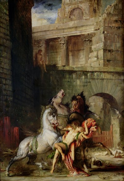 Diomedes siendo devorado por sus caballos, 1865 de Gustave Moreau