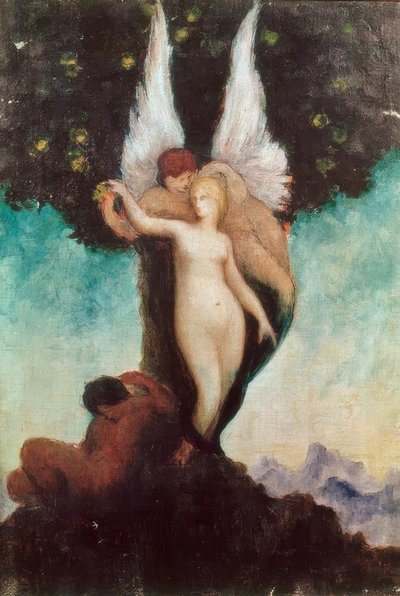 Escena imaginaria con tema antiguo. Efebo alado con w de Gustave Moreau