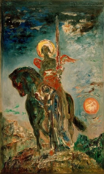 La Parca y el ángel de la muerte de Gustave Moreau