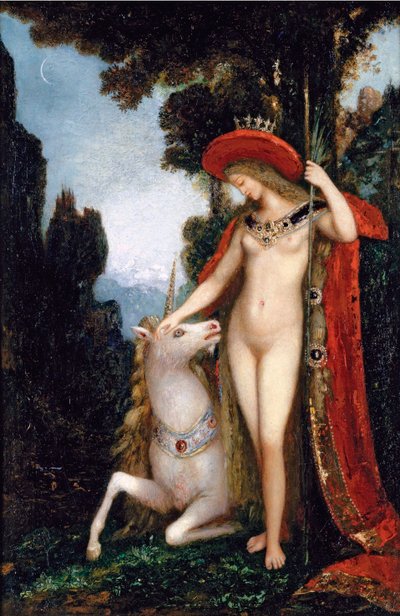 ""El unicornio"" Pintura de Gustave Moreau (1826-1898) 1885 Dim 50x34 cm Colección particular de Gustave Moreau