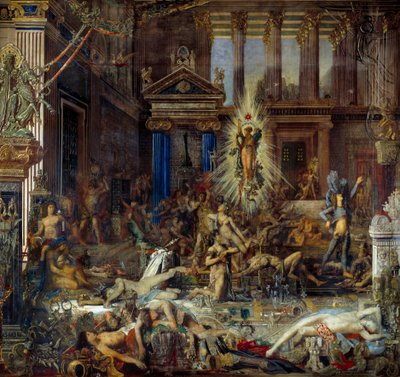 Los pretendientes. Relato de la Odisea de Homero que narra la masacre de los pretendientes de Penélope al regreso de Ulises de Gustave Moreau