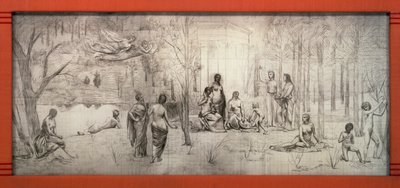 Marco Art Nouveau para dibujo de Pierre Puvis de Chavannes, por Gustave Serrurier-Bovy, Francia de Gustave Serrurier Bovy