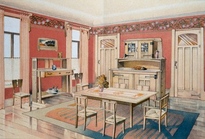 Diseño de comedor Art Nouveau de Gustave Serrurier Bovy