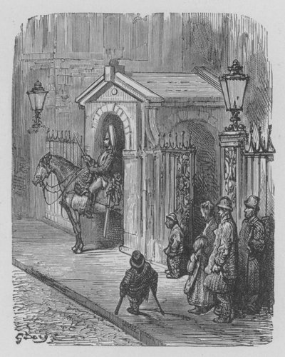 Guardia Montada en Guardia Frente al Palacio de la Reina de Gustave after Dore