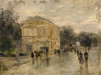 Bruselas bajo la lluvia (óleo sobre tabla) de Gustave de Duyts