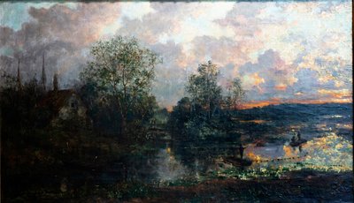 Paisaje con un pequeño barco de Gustave de Duyts