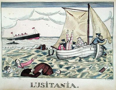 Hundimiento del Lusitania, 7 de mayo de 1915 (litografía en color) de Guy Arnoux