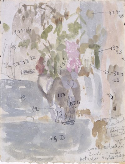 Un jarrón de flores (acuarela sobre papel) de Gwen John