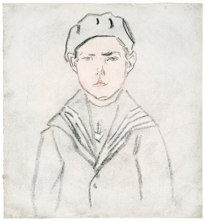 Niño con traje de marinero (tiza de color sobre papel) de Gwen John