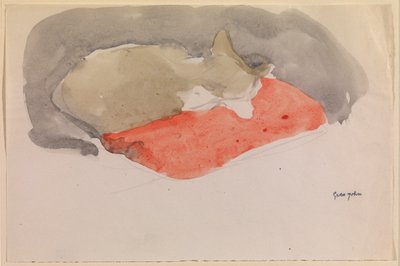 Gato Durmiendo en un Cojín Rojo de Gwen John