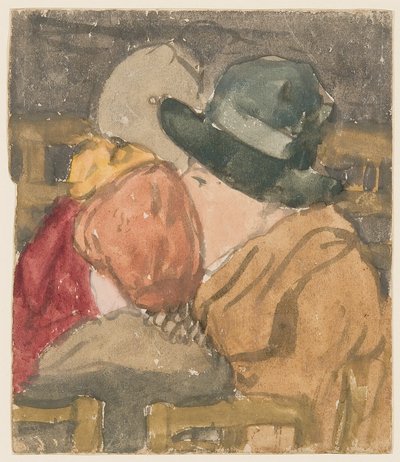 Figuras en la iglesia (acuarela sobre papel) de Gwen John