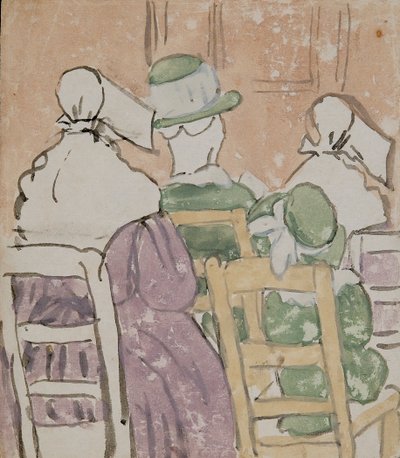 Figuras en la iglesia (acuarela sobre papel) de Gwen John
