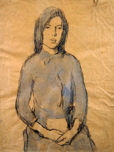 Niña, manos descansando en su regazo de Gwen John