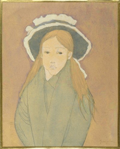 Chica con sombrero grande y cabello color paja, 1910s de Gwen John