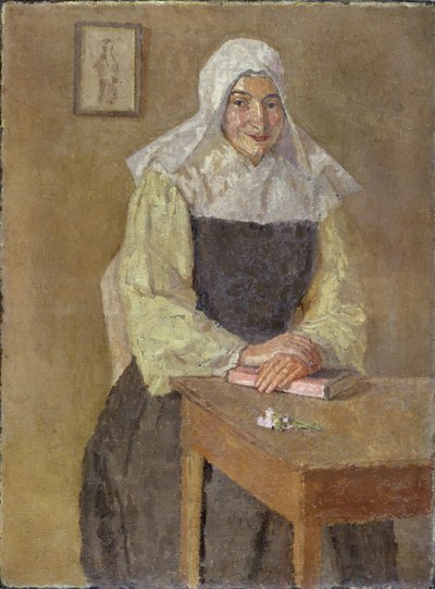 Mère Poussepin sentada a la mesa (óleo sobre lienzo) de Gwen John