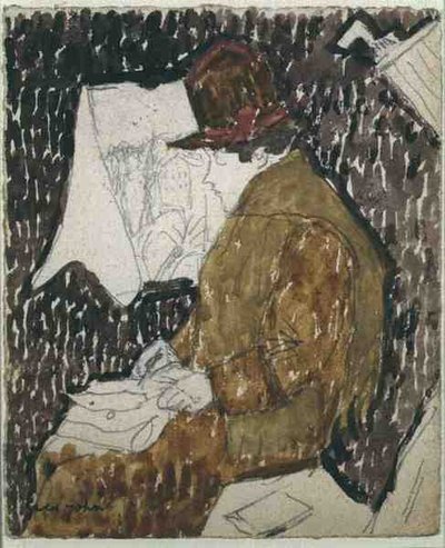 Perfil de una mujer en un vagón de tren de Gwen John