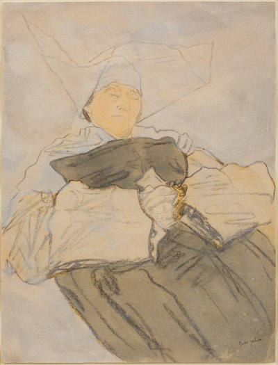 Sleeping Nun, c. 1916-18 (Carboncillo, acuarela y gouache) de Gwen John