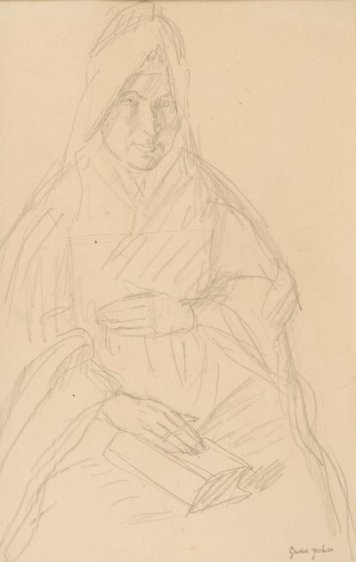 Estudio para Mere Poussepin sentada en una mesa de Gwen John