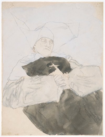 La monja moribunda (técnica mixta sobre papel) de Gwen John