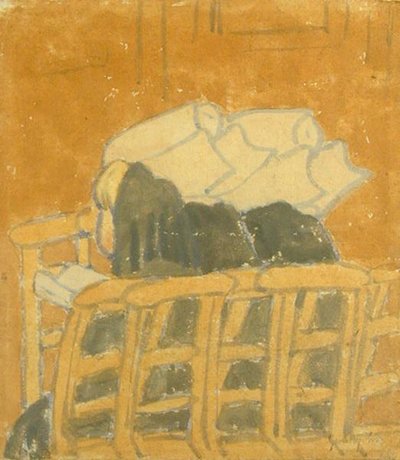 Dos monjas y una niña en una iglesia de Gwen John