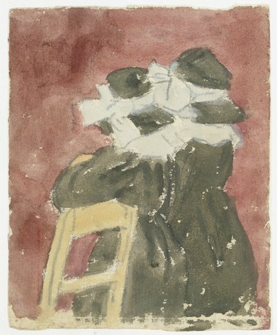 Dos chicas de pie en la iglesia (lápiz con acuarela sobre papel) de Gwen John