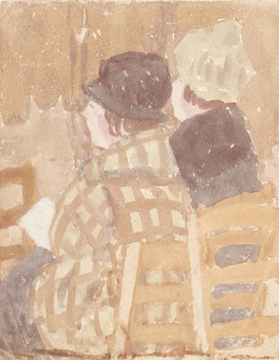 Dos mujeres sentadas en la iglesia (acuarela sobre papel) de Gwen John