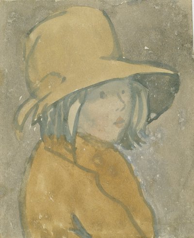 Muchacha con sombrero y abrigo marrones (acuarela sobre papel) de Gwen John