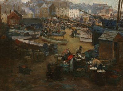 Empacando pescado, St. Ives, c.1910 de Gwendoline Margaret Hopton