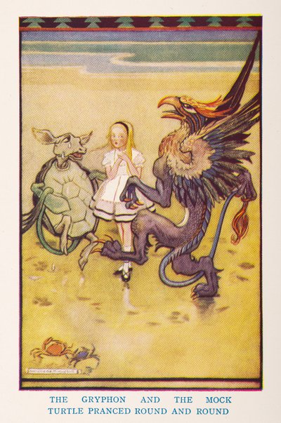 El grifo y la falsa tortuga daban vueltas y vueltas, de la guardería Alicia en el País de las Maravillas / contada para la guardería por Irene Pearl ; los dibujos por Gwynedd Hudson de Gwynedd M. Hudson