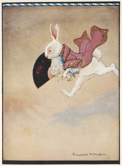 El Conejo Blanco corriendo con una bata roja y un abanico. de Gwynedd M. Hudson