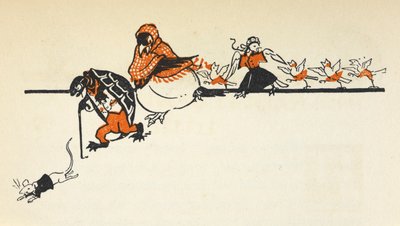 Varios animales de la Caucus Race, entre ellos un ratón, una tortuga, un cuervo y polluelos. de Gwynedd M. Hudson