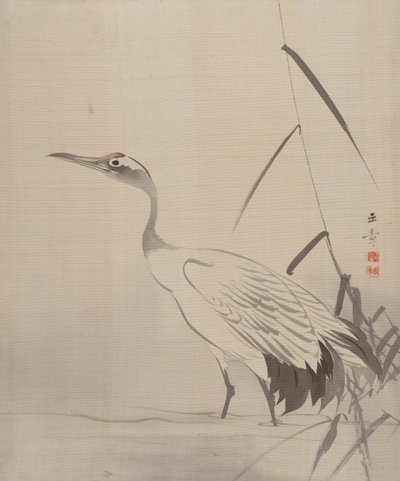 Grulla entre juncos de Gyokusho Kawabata