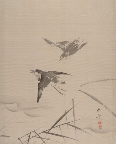 Pájaros pequeños y bambú de Gyokusho Kawabata