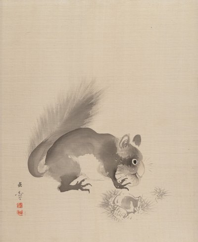 Ardilla comiendo castañas, 1887-92 de Gyokusho Kawabata