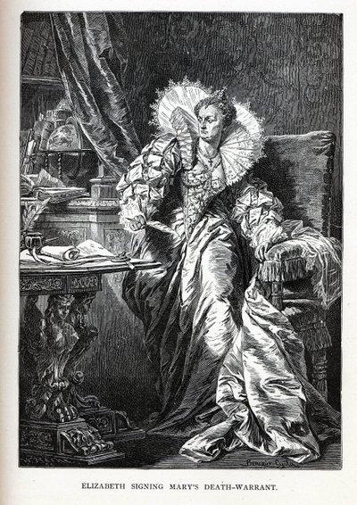 Isabel firmando la orden de ejecución de María, 1882 de Gyula Benczúr
