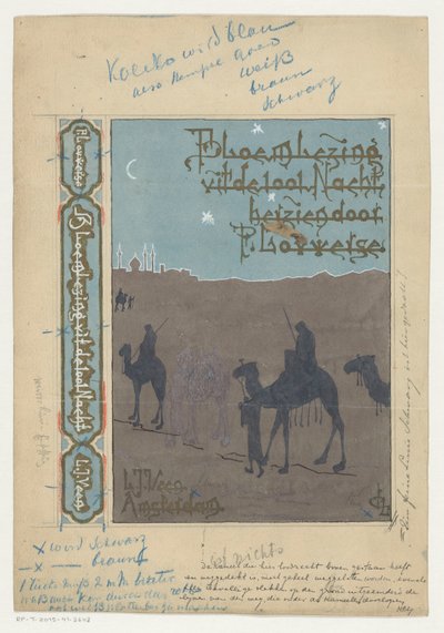 Diseño de encuadernación para: Pieter Louwerse, Antología de Las mil y una noches, 1910 de H.C. Louwerse (signed by artist)