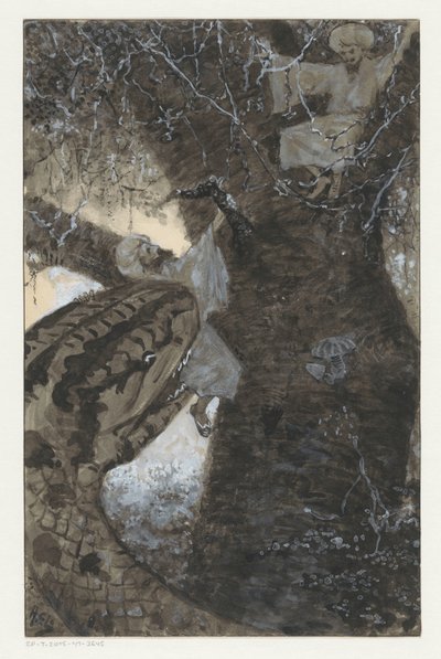 Un hombre en un árbol es agarrado por una serpiente de H.C. Louwerse (signed by artist)