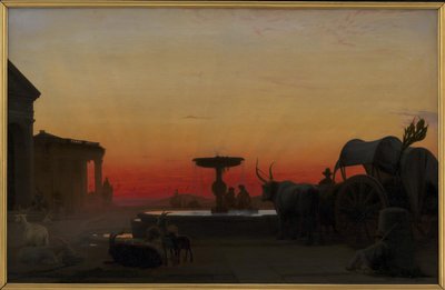 Una plaza en Ariccia, Italia. Después del atardecer de H.J. Hammer