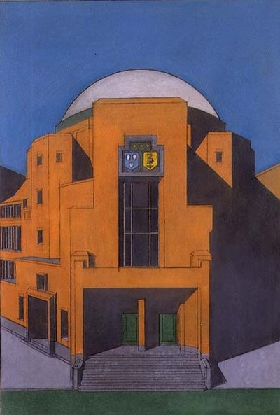 Plano de la entrada al Gemeentemuseum, La Haya de H.P. Berlage