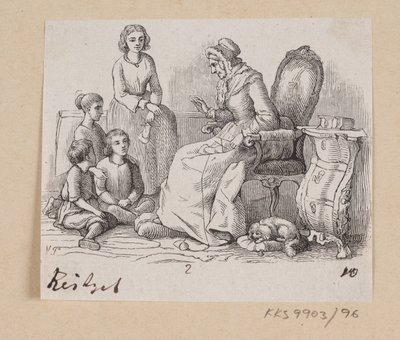Ilustración para "Bedstemoder" en H.C. Andersen, "Cuentos y Historias", Volumen 2 de H.P. Hansen