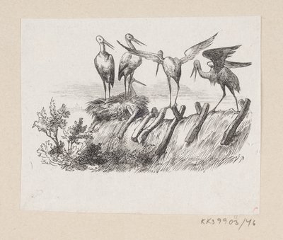 Ilustración para "Las cigüeñas" en H.C. Andersen, "Cuentos y historias", Volumen 1 de H.P. Hansen