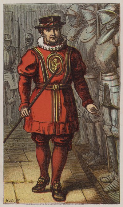 Beefeater (litografía a color) de H.W. (after) Petherick