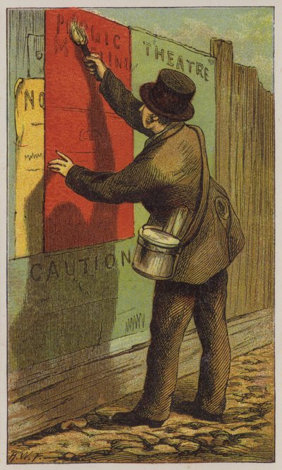 Pegador de Carteles (litografía a color) de H.W. (after) Petherick