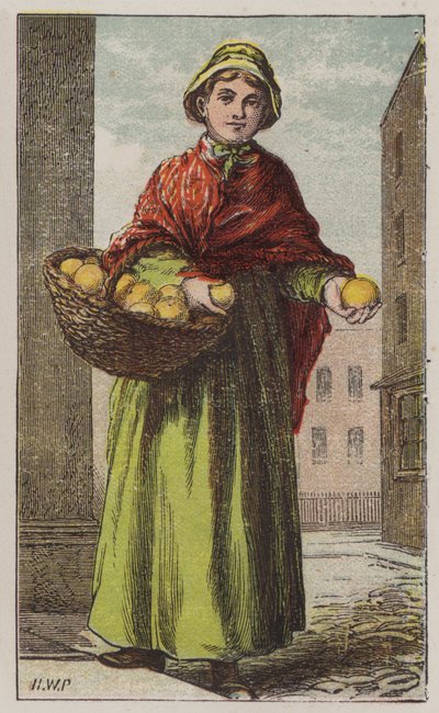 Vendedora de naranjas (litografía en color) de H.W. (after) Petherick