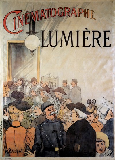 Cartel para el cinematógrafo de los hermanos Lumière en el gran café en diciembre de 1895 de H. Brispot