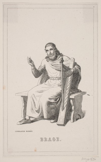 Brage. Ilustración para la Historia de Dinamarca de Fabricius 1, 128. de H. C. Henneberg