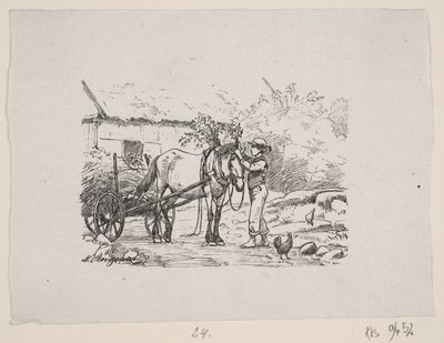 Un niño decora un arnés de caballo con ramas verdes de H. C. Henneberg