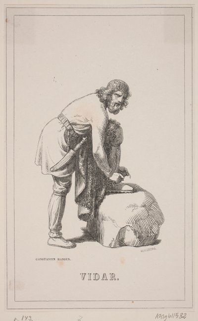 Vidar. Ilustración para la historia de Dinamarca de Fabricius 1, 143. de H. C. Henneberg